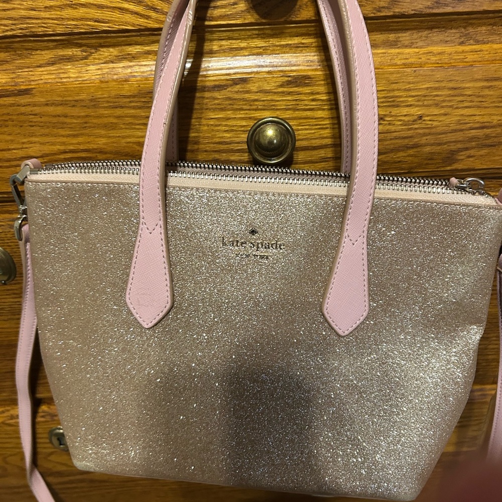 Kate Spade Pink and Gold Glitter Tote Bag